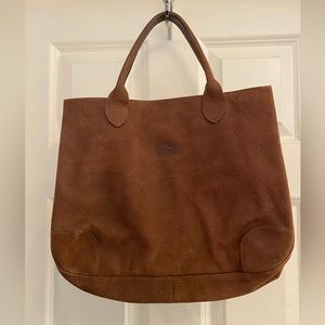 Long champ brown suede bag